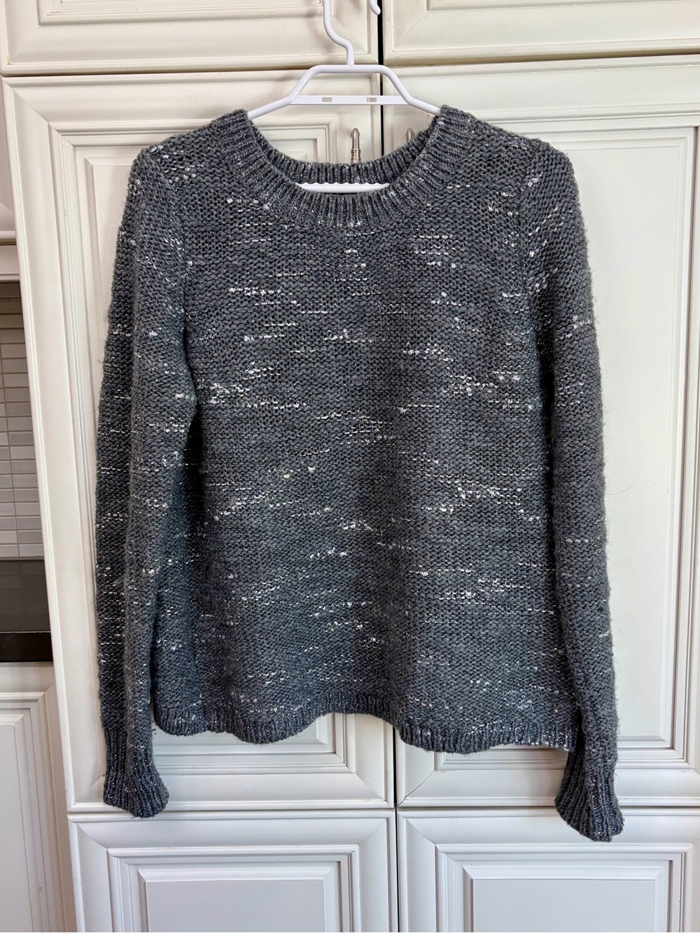 Banana Republic grey and silver sparkly open back sweater